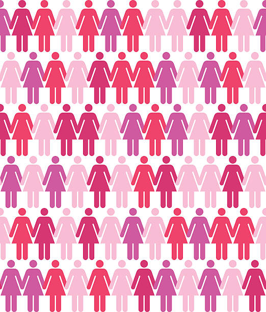 Seamless Women Pattern Seamless women holding hands -- could be used for any female or women's rights oriented concept including breast cancer awareness and other health and social issues. EPS 10 file. women backgrounds stock illustrations