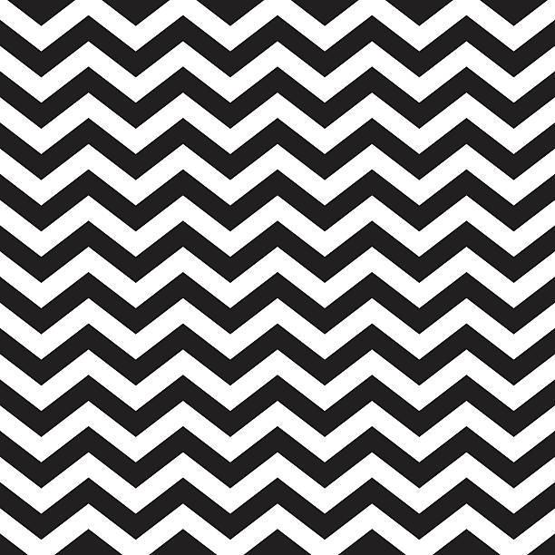 pola chevron zigzag mulus dalam hitam dan putih - berliku liku ilustrasi stok