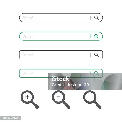 istock Search Bar and Magnifying Glass Icon Flat Design. 1168952623