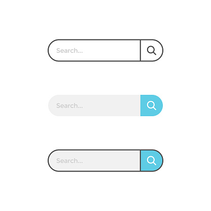 Search Bar and Magnifying Glass Icon Set Design.