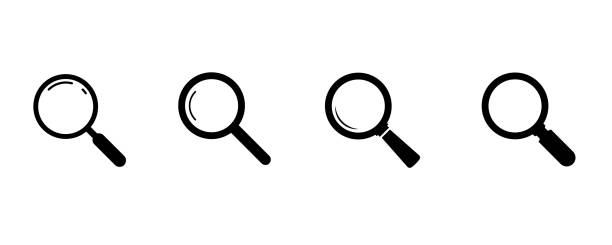 ilustrações de stock, clip art, desenhos animados e ícones de search icons. set of magnifying glass icons. magnifier or loupe sign set. search icon concept for finding people to work. - lupa equipamento ótico