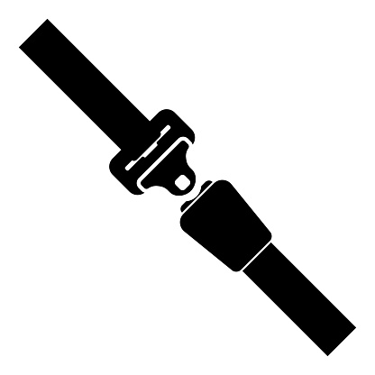 Seat Belt Icon Black Color Illustration Flat Style Simple Image Stock