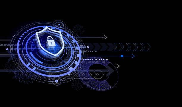 secure hud firewall security concept design background computer crime stock illustrations