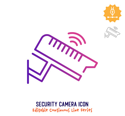 Security Camera Continuous Line Editable Stroke Line