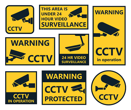 CCTV Sign MISC10 Camera - - Security A6 Sticker Pack of 4-100mm x 150mm 