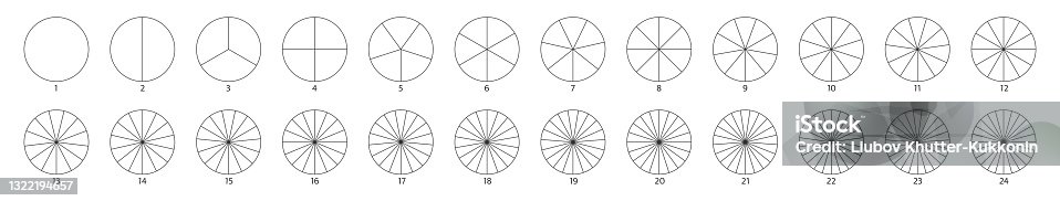 istock Segment slice sign. Circle section graph line art. Pie chart icon. 2,3,4,5,6 segment infographic. Wheel round diagram part. Five phase, six circular cycle. Geometric element. Vector illustration 1322194657