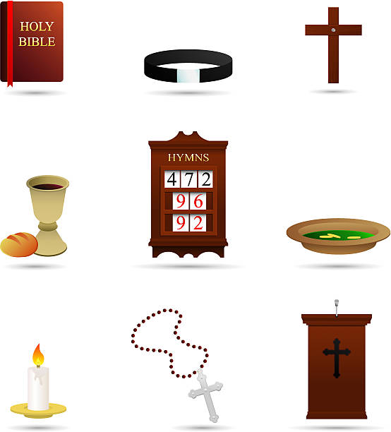 bildbanksillustrationer, clip art samt tecknat material och ikoner med selection of christian religious icons - prästkrage