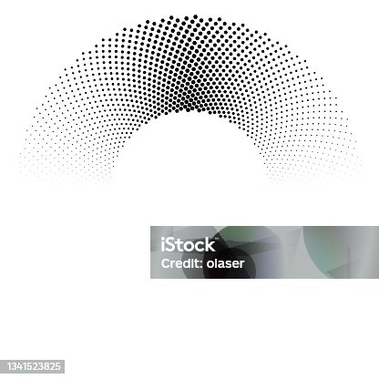 istock Semi circle of small hexagons fading, using size, to lower end 1341523825