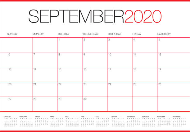 September 2020 desk calendar vector illustration September 2020 desk calendar vector illustration, simple and clean design. 2020 stock illustrations