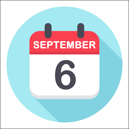 September 6 - Calendar Icon - Round - Vector Illustration