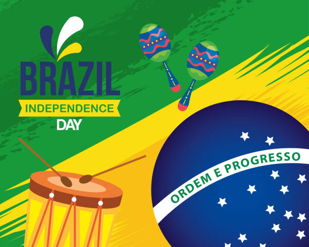 9월 7일, 드럼과 마라카스로 브라질 독립기념일 - progress pride flag stock illustrations