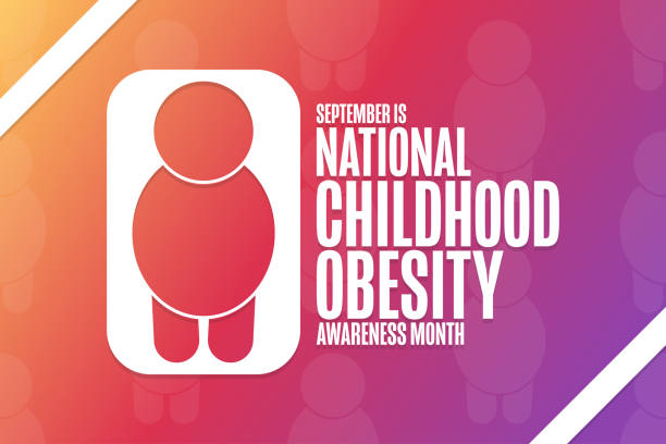 September is National Childhood Obesity Awareness Month. Holiday concept. Template for background, banner, card, poster with text inscription. Vector EPS10 illustration. September is National Childhood Obesity Awareness Month. Holiday concept. Template for background, banner, card, poster with text inscription. Vector EPS10 illustration obesity stock illustrations
