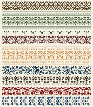 Series of border designs in various colors