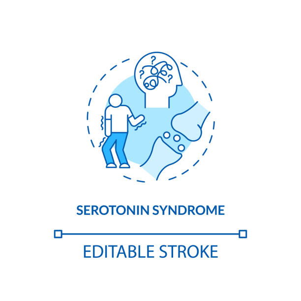 bildbanksillustrationer, clip art samt tecknat material och ikoner med ikon för konceptet med serotonergt syndrom - editable stroke