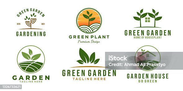 istock set / bundle green garden icon template vector illustration design 1326733621