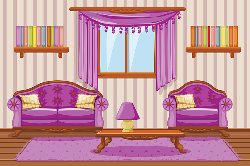 Set cartoon cushioned furniture, violet Living room
