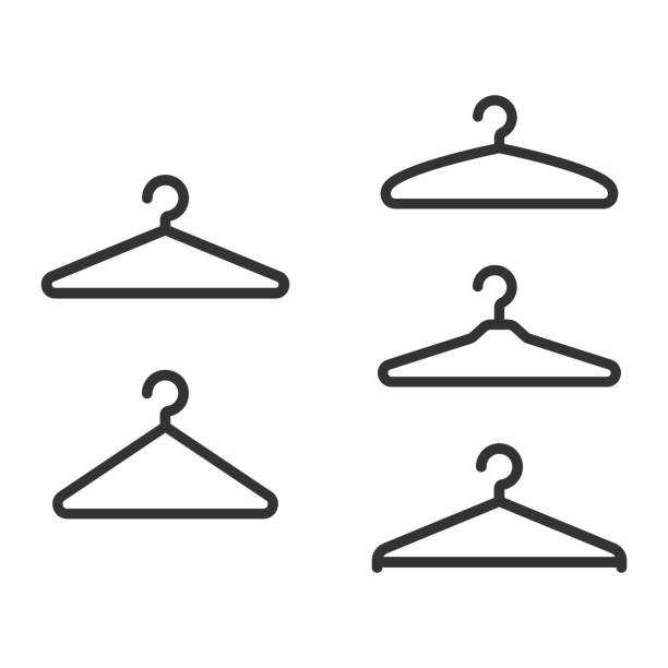 ilustrações de stock, clip art, desenhos animados e ícones de set clothes hanger simple form symbol sign vector illustration. - changing room