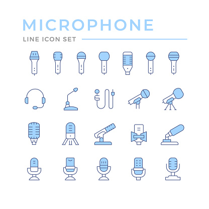 Set color line icons of microphone