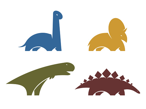Set Dinosaur Vector Logo Design Element Jurassic Park World