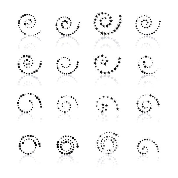 illustrations, cliparts, dessins animés et icônes de valeur de spirales en pointillés, illustration vectorielle. - round mirror
