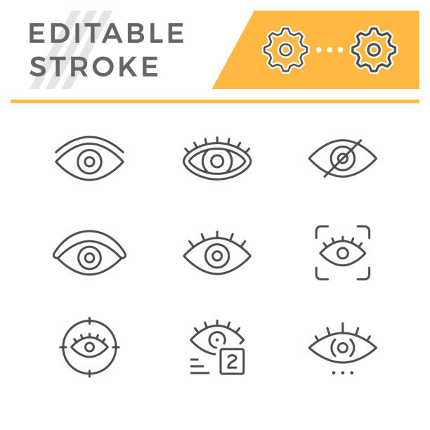 Set editable stroke line icons of eye Set editable stroke line icons of eye isolated on white. Vector illustration eye icons stock illustrations