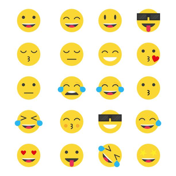 Set Emoticons Icons.   Vector Illustration Set Emoticons Icons.   Vector Illustration stick out tongue emoji stock illustrations