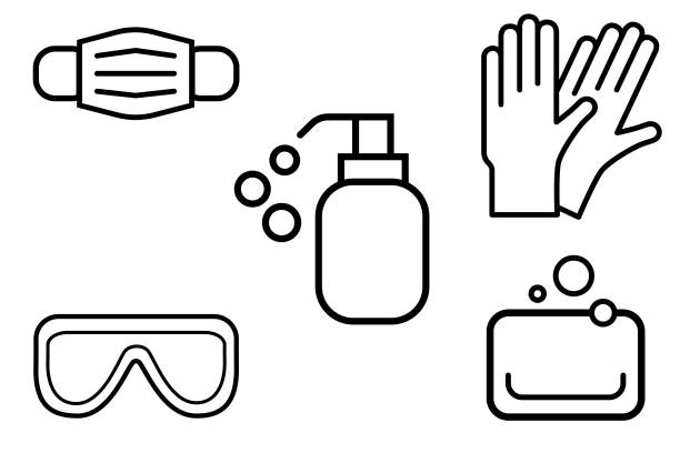 set flat icons vector of personal protective equipment for hygienic and covid 19 prevention. vector art illustration