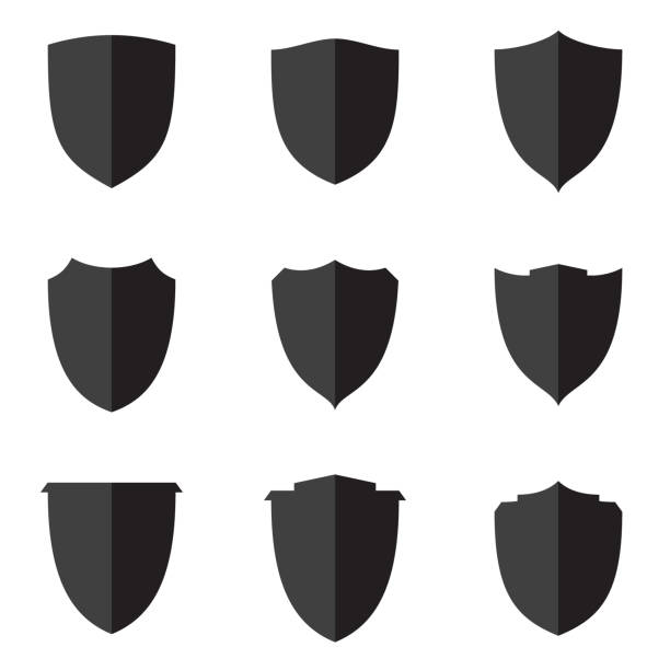 flache schild-symbol für web, einfache flache symbole gesetzt, piktogramme zu schützen - schild stock-grafiken, -clipart, -cartoons und -symbole