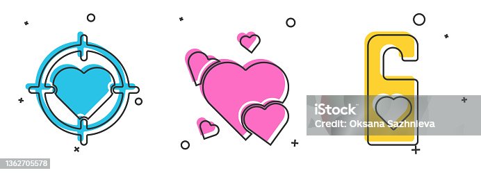istock Set Heart in the center of darts target aim, Heart and Please do not disturb with heart icon. Vector 1362705578