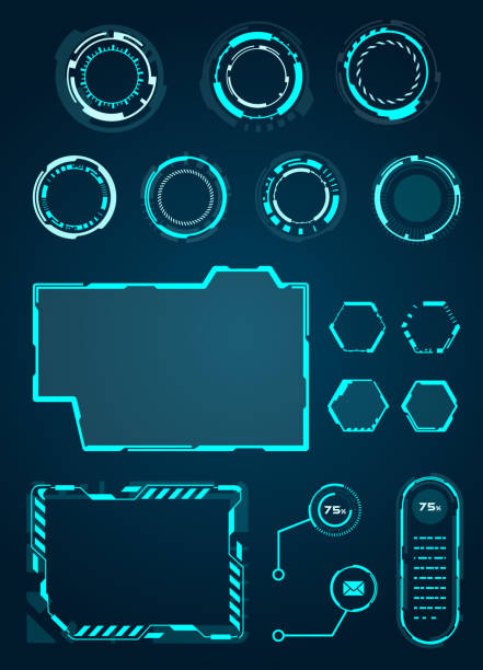 Set HUD Circle, Frame for Game, Sci fi Interface Elements - for Web Applications, Futuristic UI - Illustration Vector Set HUD Circle, Frame for Game, Sci fi Interface Elements - for Web Applications, Futuristic UI - Illustration Vector internet borders stock illustrations