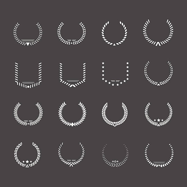 Set icons of laurel wreath and modern frames Set icons of laurel wreath and modern frames isolated on grey. This illustration - EPS10 vector file. leadership borders stock illustrations