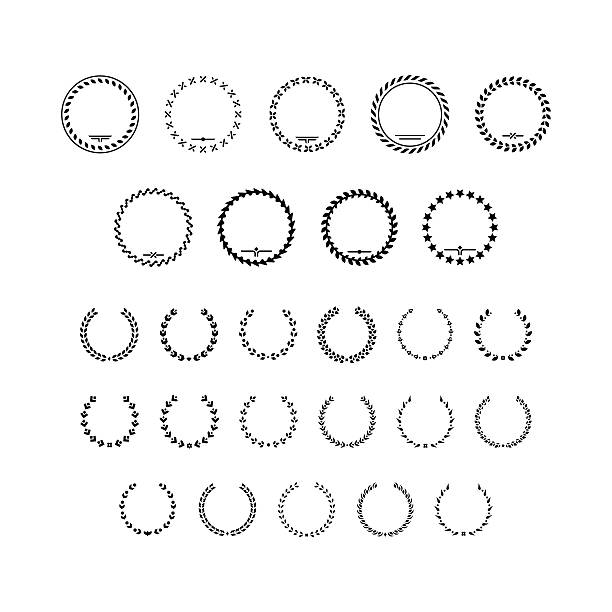 Set icons of laurel wreath and modern frames Set icons of laurel wreath and modern frames isolated on white. This illustration - EPS10 vector file. leadership borders stock illustrations
