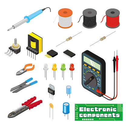 Set illustration of electronic parts