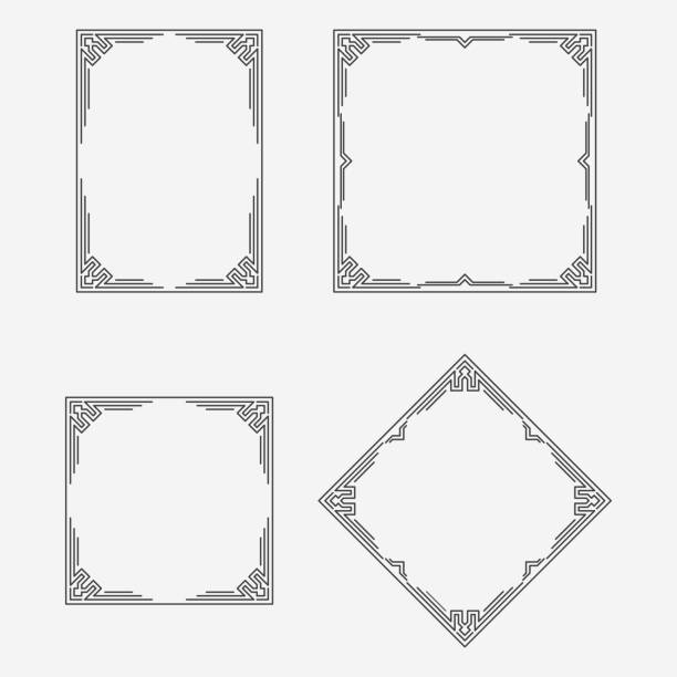 set image, decorative ornamental frame set vector image, decorative ornamental frame cheese borders stock illustrations