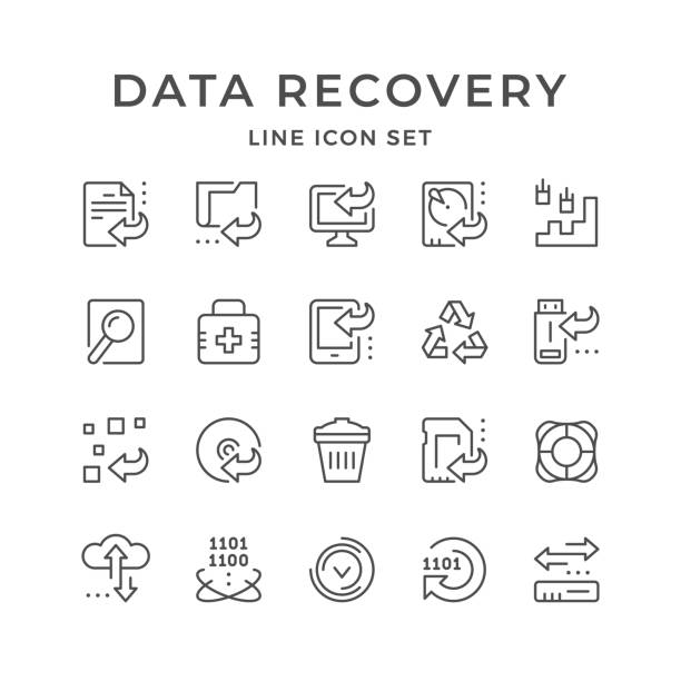 데이터 복구의 선 아이콘 설정 - 위기 stock illustrations