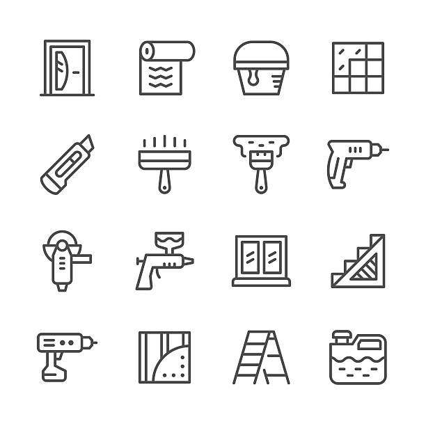 Set line icons of repair Set line icons of repair isolated on white. This illustration - EPS10 vector file. window symbols stock illustrations