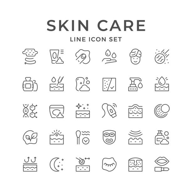 Set line icons of skin care Set line icons of skin care isolated on white. Vector illustration skin care stock illustrations