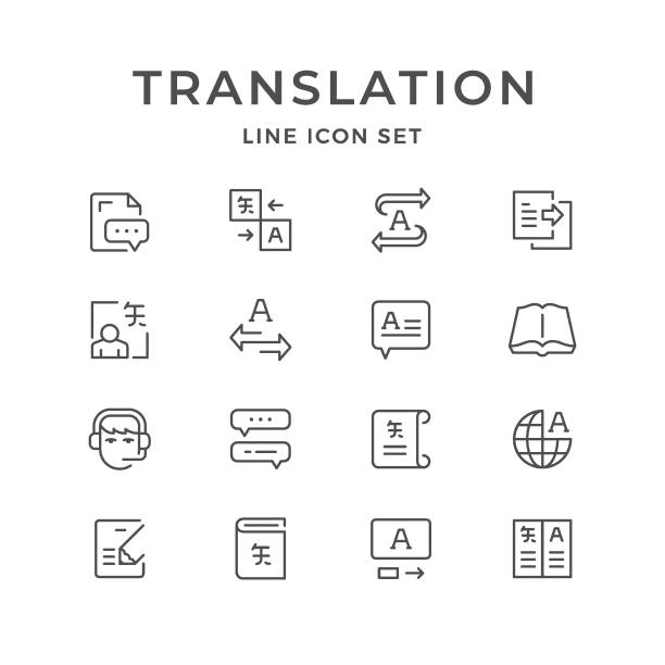 Set line icons of translation Set line icons of translation isolated on white. Vector illustration linguistics stock illustrations
