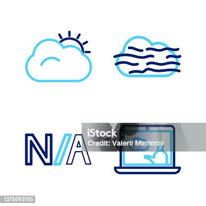 istock Set line Weather forecast, Not applicable, Fog and cloud and Sun icon. Vector 1375093105