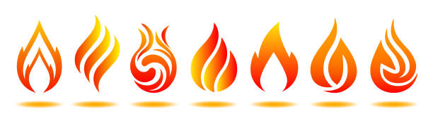 Set logo fire. Vector illustration for design - for stock Set logo fire. Vector illustration for design - for stock fire safety stock illustrations