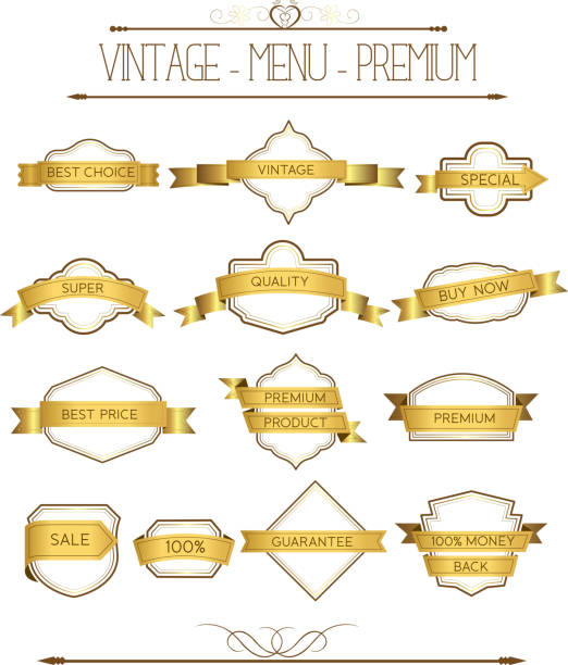 Set luxury labels and ribbons http://goo.gl/oKlGnN royalty free commercial use drawing stock illustrations