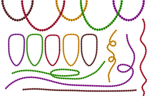 set mardi gras perlen isoliert auf weißem hintergrund. - halskette stock-grafiken, -clipart, -cartoons und -symbole
