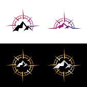 istock Set Mountain Compass Rose Icon Vector Logo Template 1338496810