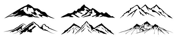 ilustrações de stock, clip art, desenhos animados e ícones de set mountain ridge with many peaks - vector - mont blanc