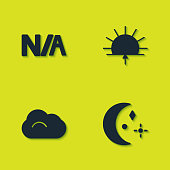 istock Set Not applicable, Moon and stars, Cloud and Sunrise icon. Vector 1362903098
