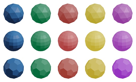 Set of 15 colorful low-poly primitives