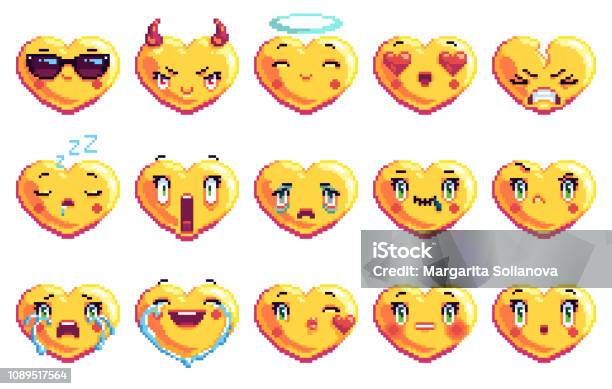 Ensemble De Vecteur Pixel Emoji Telecharger Vectoriel