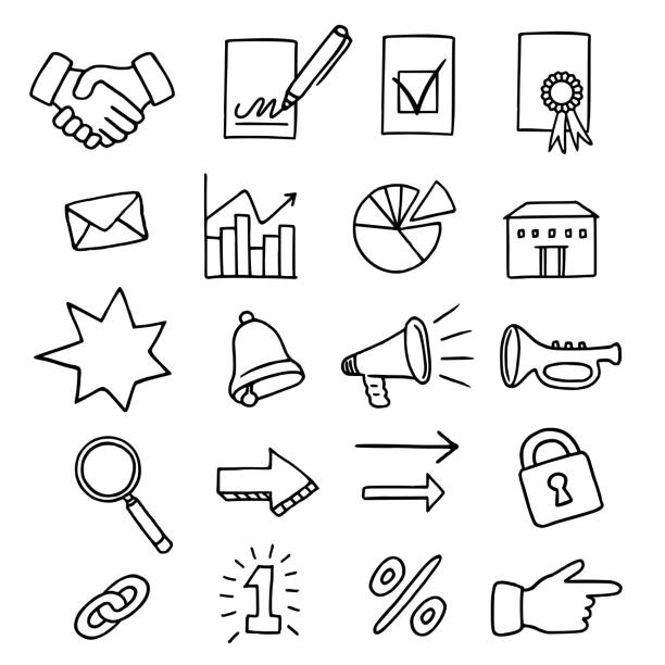 Set of 20 business related icons vector art illustration