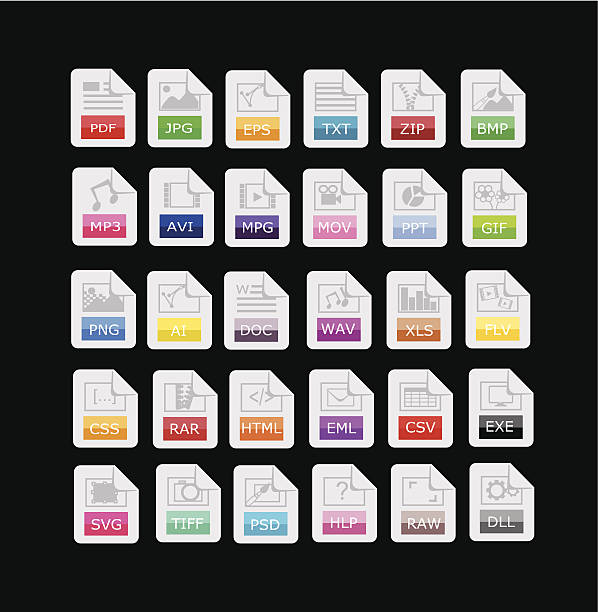 Set Of 30 File Format, Extensions Icons Vector
