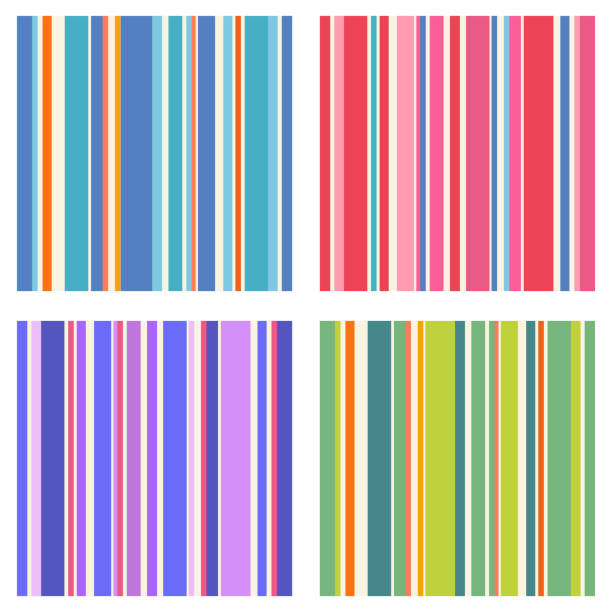 ilustrações de stock, clip art, desenhos animados e ícones de set of 4 seamless vertical striped patterns. bright colors for backgrounds, fabric, surface decoration. vector - beach towel